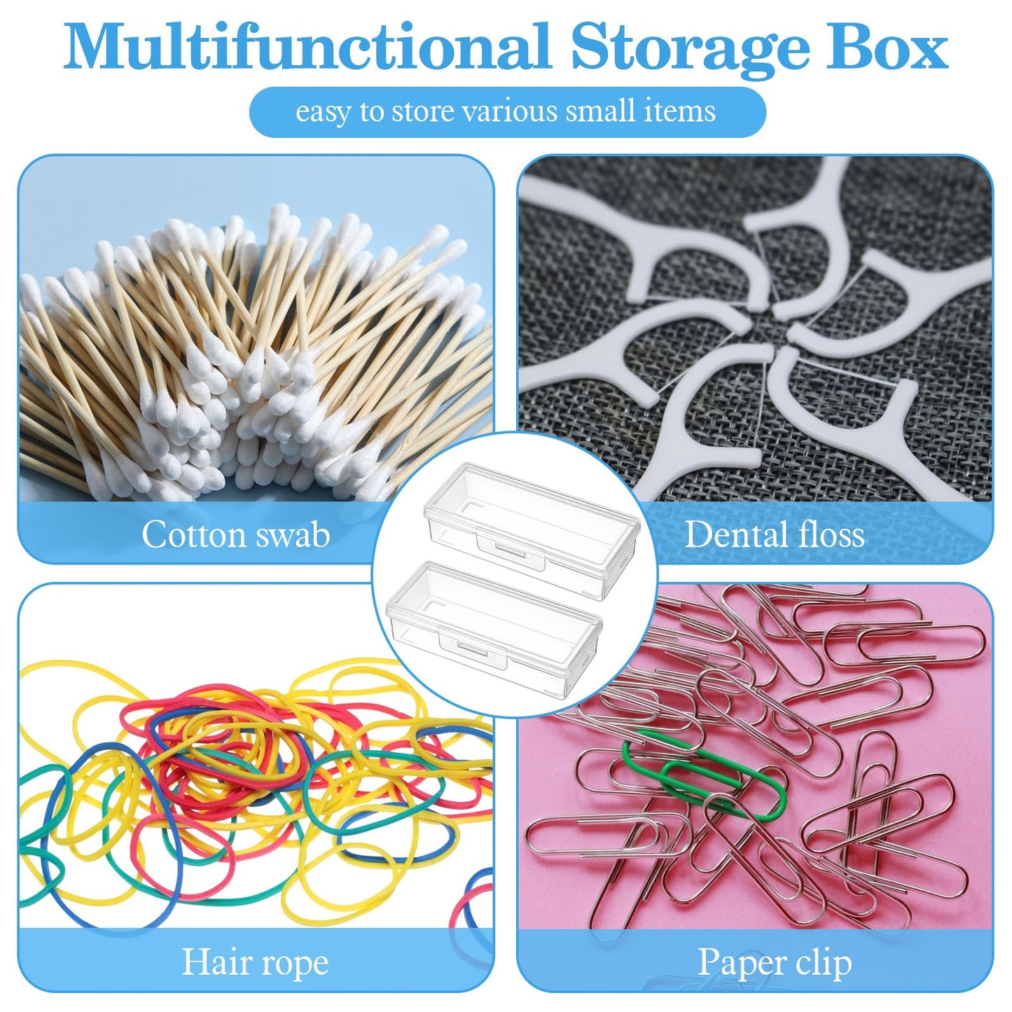 4 PCS Cotton Swab Holder for Travel, Clear Floss Pick Holder, Small Containers for Travel, Portable Storage Case for Cottons Buds Hair Ties Floss