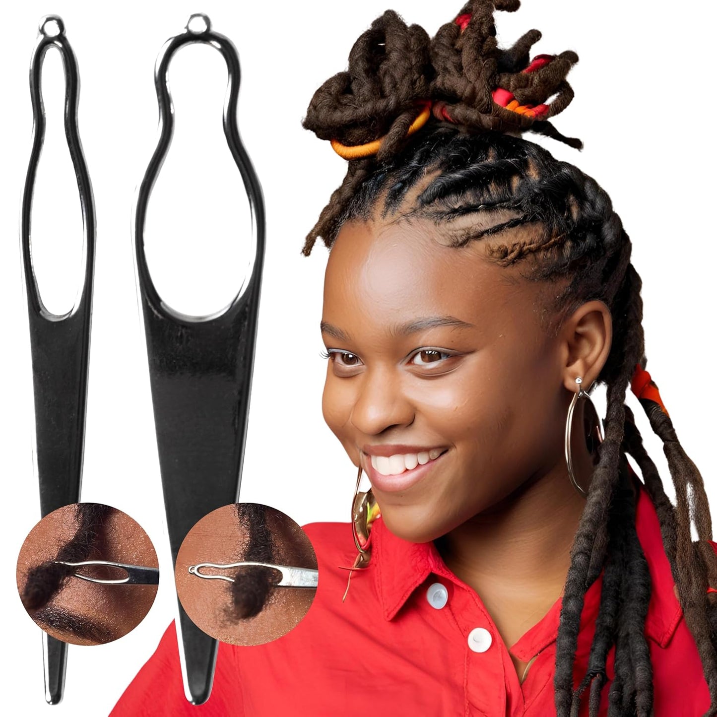 Interlocking Tools for Locs - Sisterlock & Dreadlocks Starter Kit with Locking Needle | 1 Large & 1 Small Pin