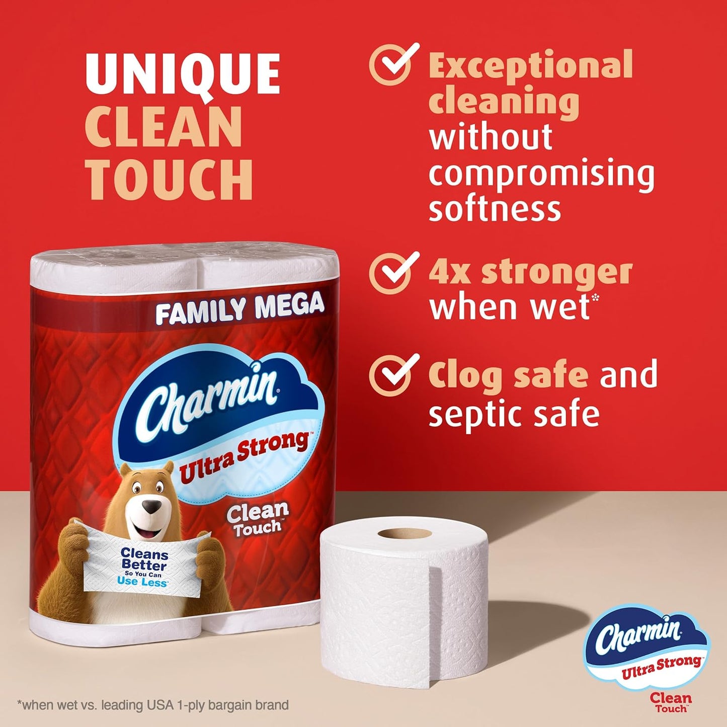 Charmin Ultra Strong Toilet Paper - 24 Mega Rolls | 120 Regular Rolls, Soft & Durable