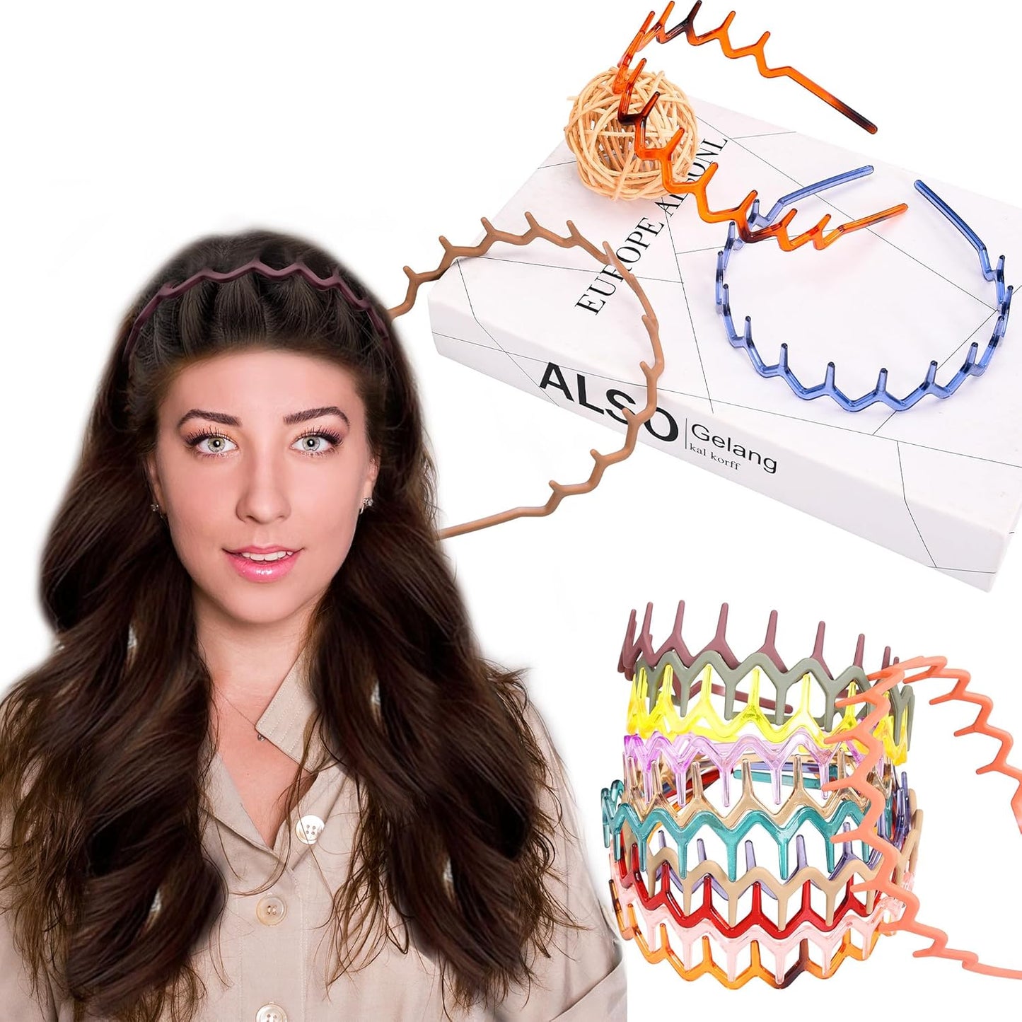 Duufin 12-Piece Zig Zag Headband Set for Women | Colorful Non-Slip Plastic with Teeth