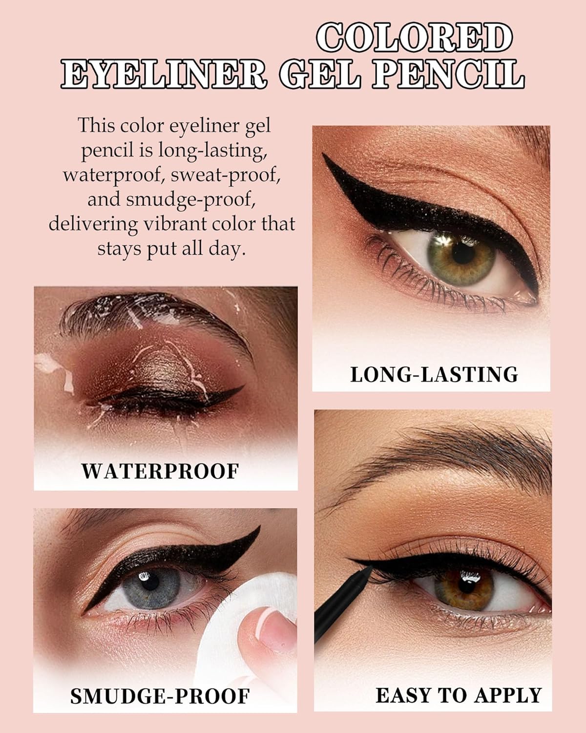 Brown Gel Eyeliner Pencil - Waterproof High-Pigment Matte Eye Liner | Long-Lasting & Hypoallergenic, Smooth Application