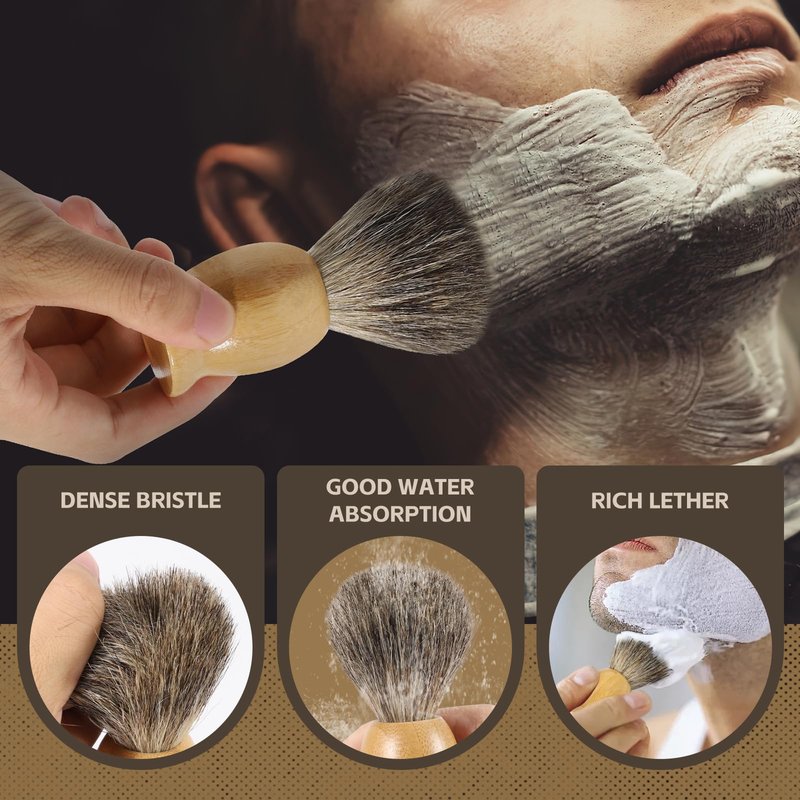 ÖkoStamm Pure Badger Shaving Brush - Bamboo Shave Brush for Man, Dense Bristle Shaving Brush with Water Absorption for Wet Shaving