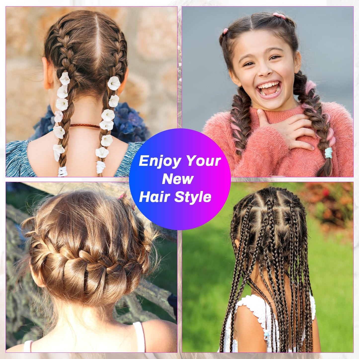 AHIER 8Pcs Hair Accessory Kit - Topsy Tail Ponytail Maker, French Braid Tool, Hair Braid Accessories, and 4 Color Hair Loops