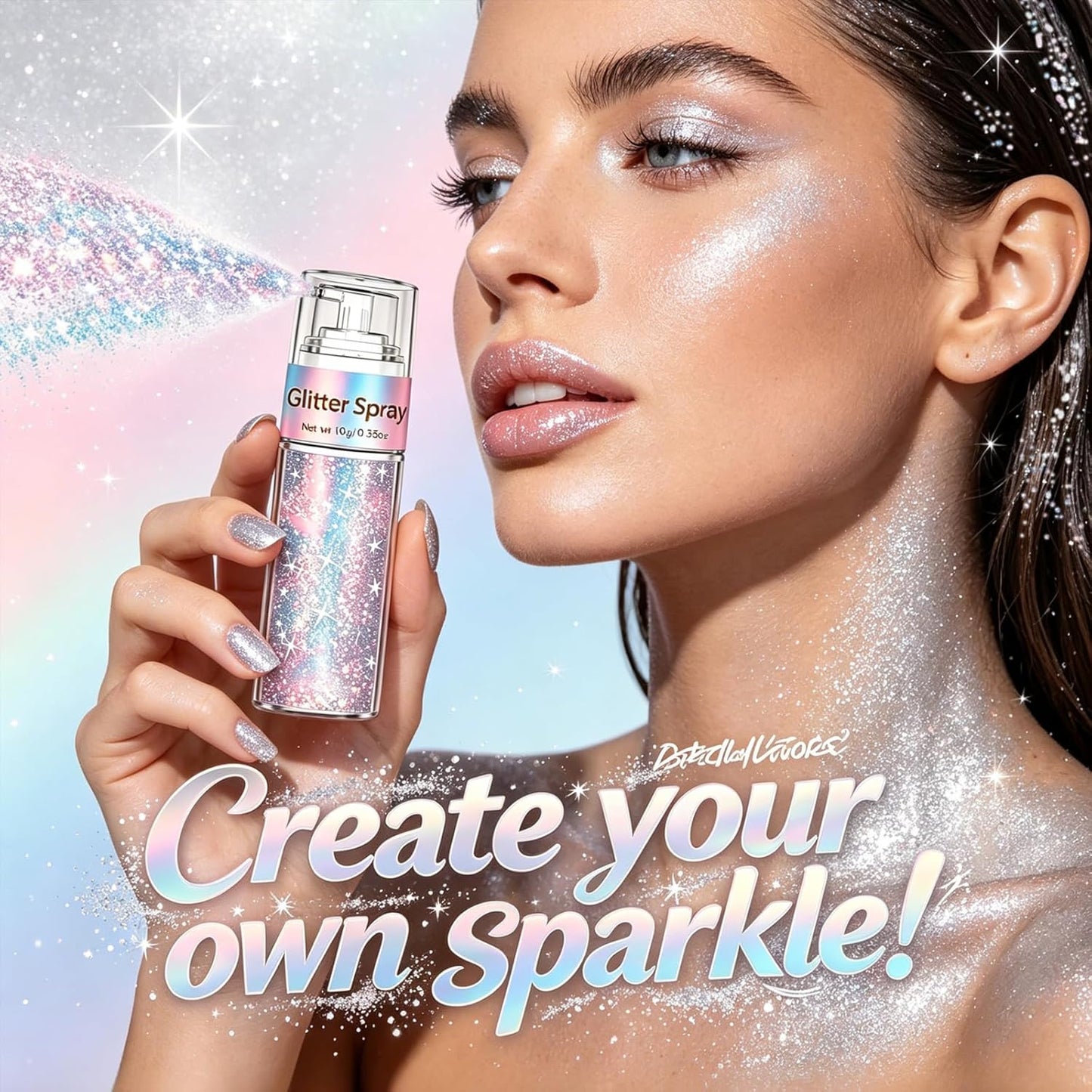 Hair and Body Glitter Spray - Silver Vibrant Glitter Hairspray for Makeup & Nail Art | Ultra-Fine Sparkle for Festivals & Rave Outfits
