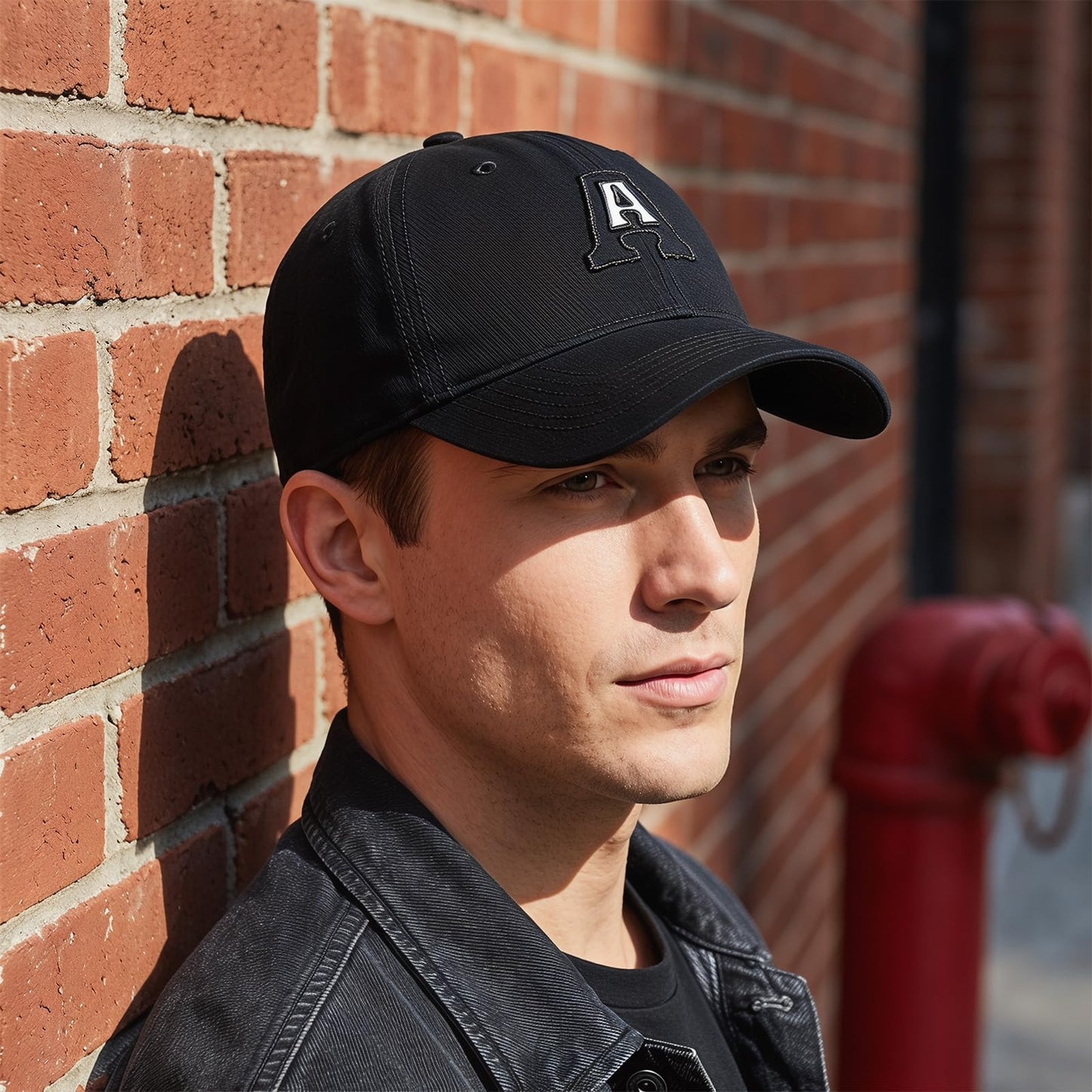 Baseball Cap Adjustable Embroidered Letter A Dad Hat Cotton Breathable Sun Hat for Outdoor Sports Daily Wear (Black)