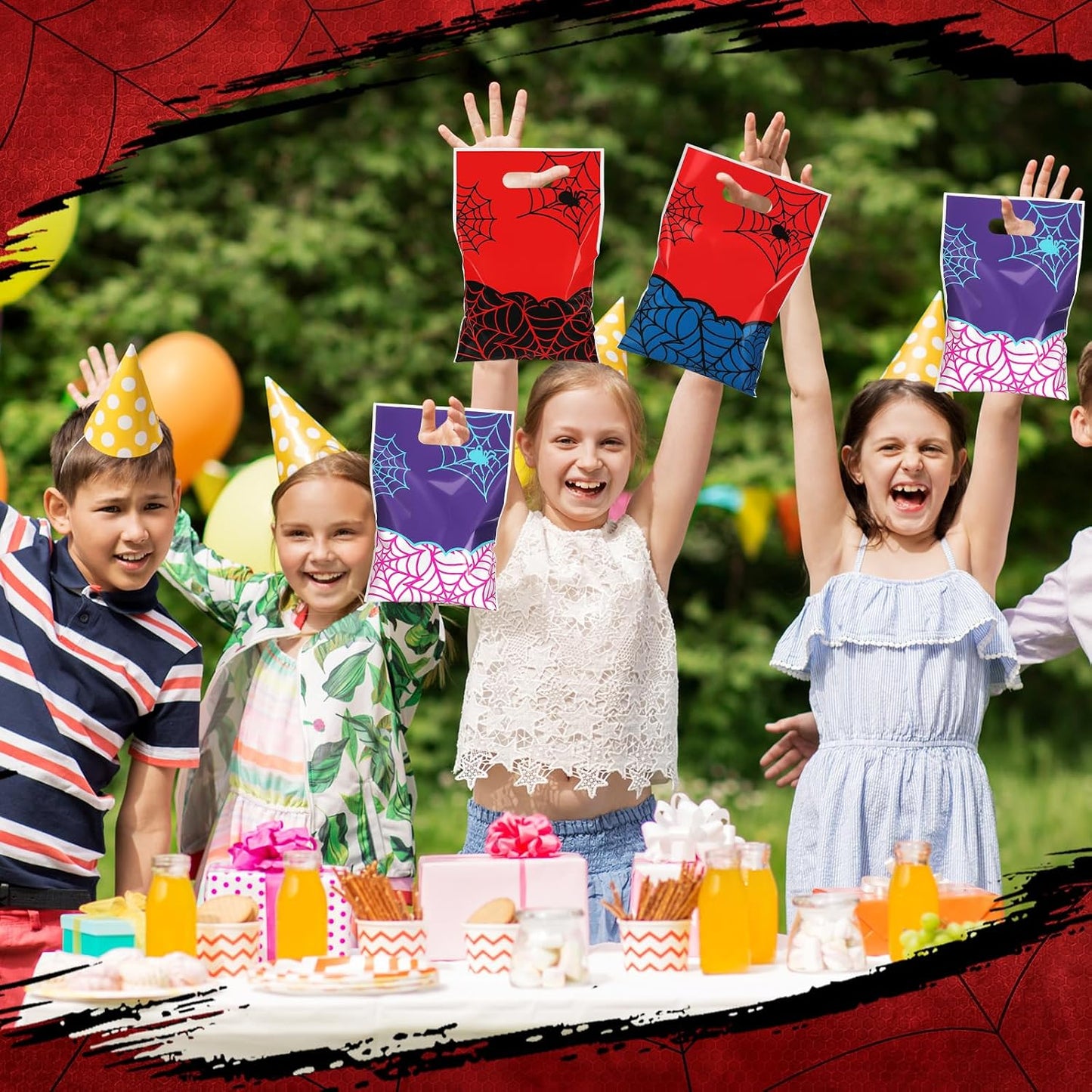 Spider Goodie Bags - 30 Pcs Cartoon Spider Candy Gift Bags | Birthday Party Supplies