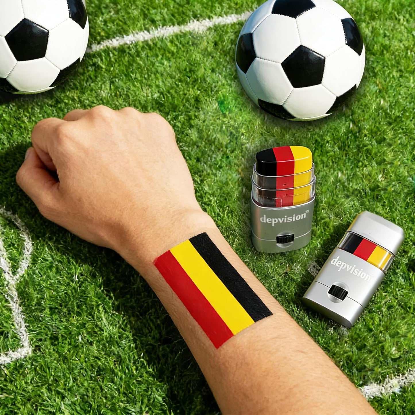 Germany Face Paint Stick Set - Hypoallergenic & Washable Body Paint for Soccer Fans | 3 Pack in Black, Red, Yellow