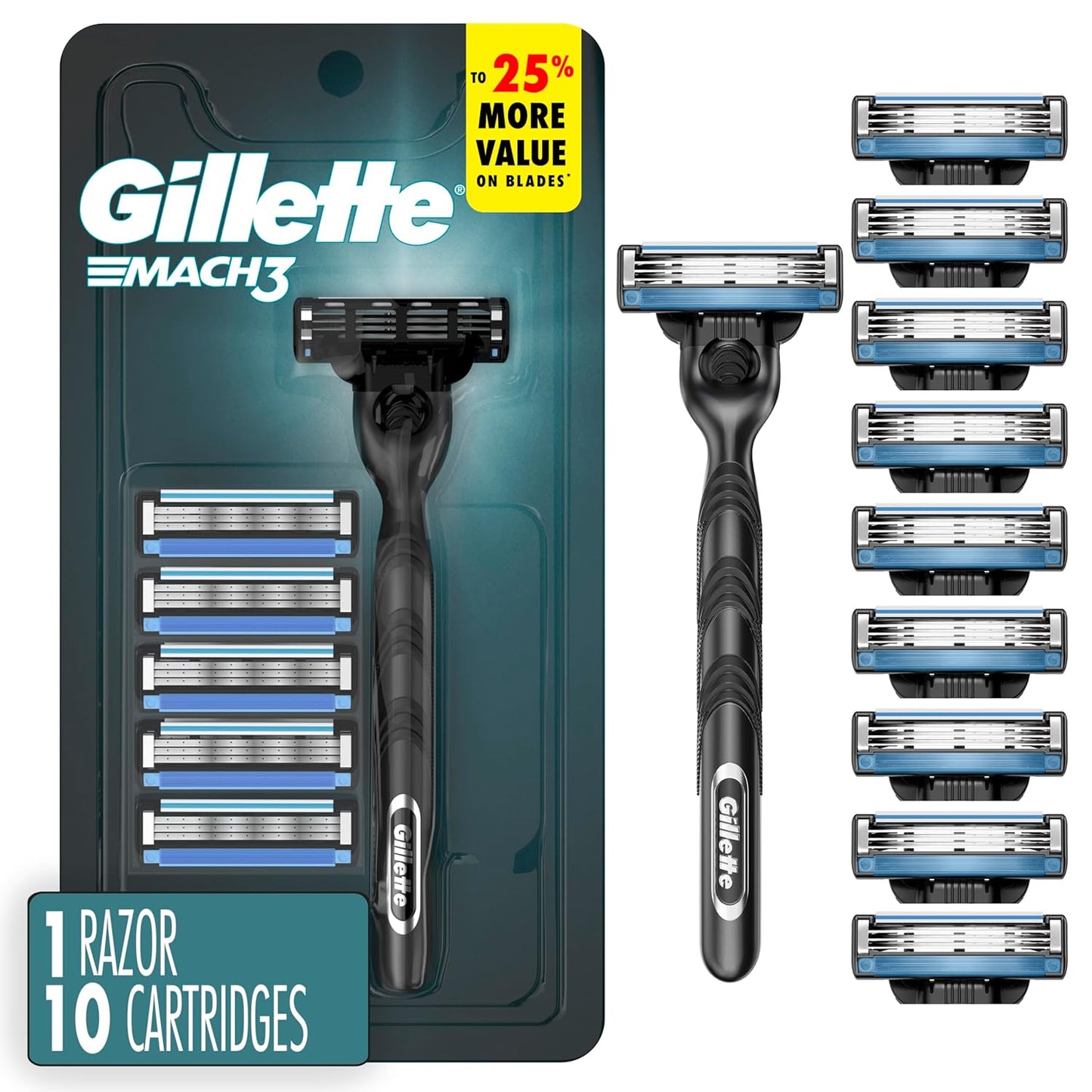 Gillette Mach3 Razor for Men - Precision Shaving System with Handle & Blade Refill