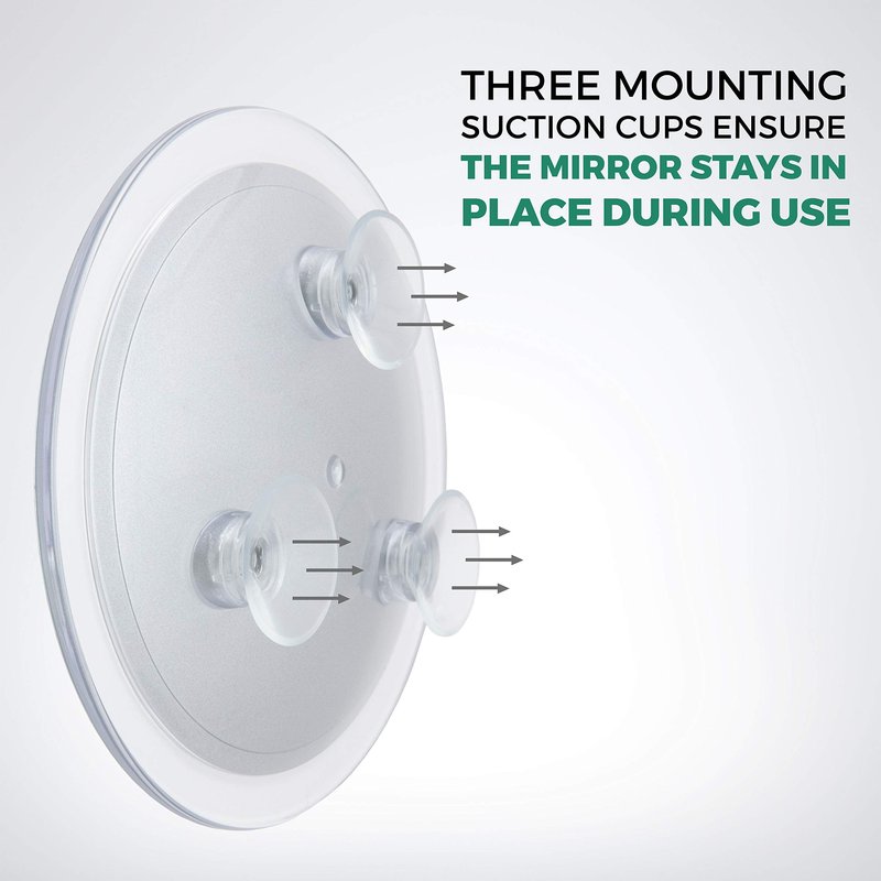 DBTech Large 10-Inch Suction Cup 5X Magnifying Mirror with Precision Tweezers w/Rubberized Grips, Triple Suction Cups for Lasting Hold on Most Flat Surfaces