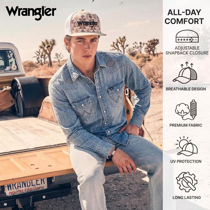 Montana West Snapback Hat 2-Pack | Breathable Mesh Back Trucker Caps with 7-Panel Adjustable Fit