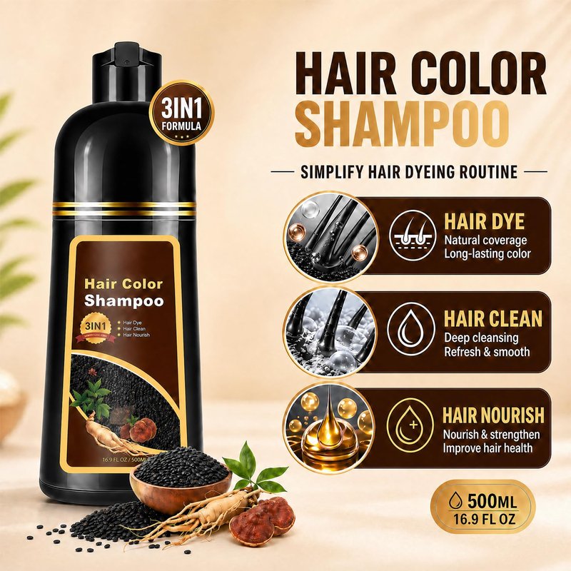 Light Brown Hair Dye Shampoo - Instant Semi-Permanent Color | Easy Application, 16.90 Fl Oz