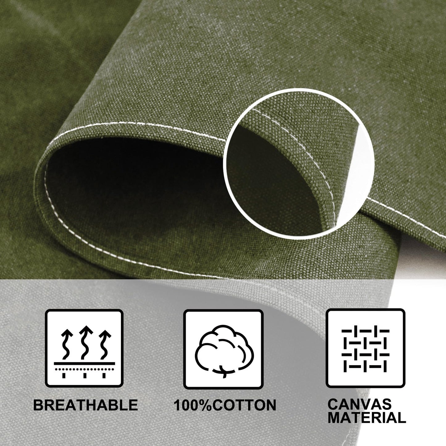 OUNLEN Chef Apron for Men Women Canvas Aprons with 3 Pockets Cross Back Resistant Work Apron for Cooking Grilling Baking BBQ Barber Kitchen (Army green)