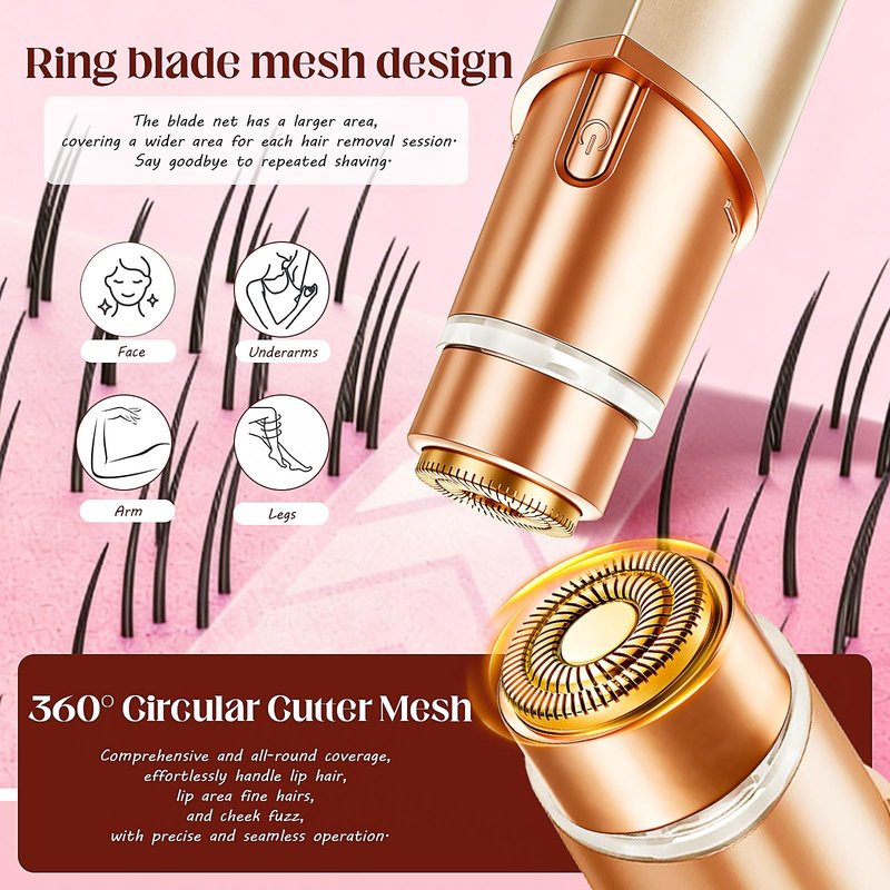 Gen 3 Replacement Heads For Finishing Touch Flawless Hair Removal, Double Ring Replacement Blades for Flawless Facial Hair Remover, Rose Gold (Gen3-8pack)