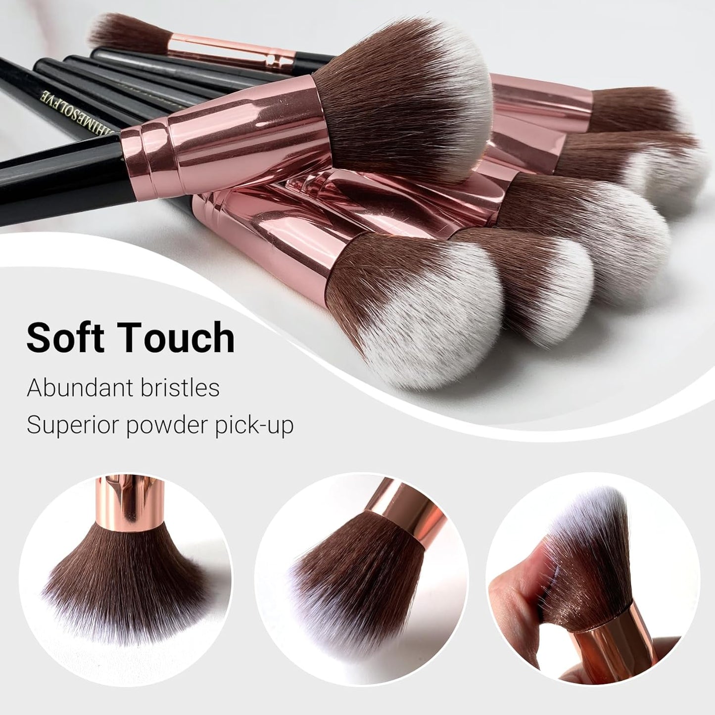 Professional Makeup Brush Set - 15 Pcs Eye & Face Brushes with Lash Comb, Soft Brushes & Storage Bag | 5 Beauty Eggs Included