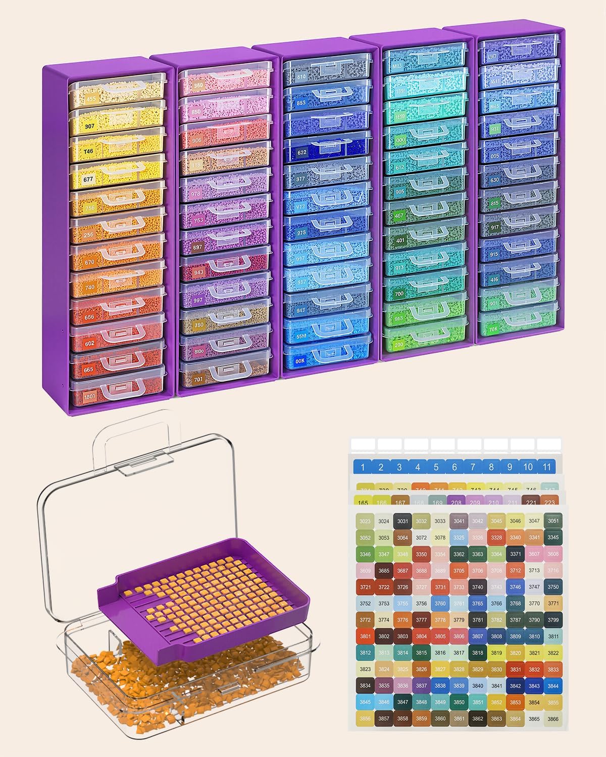 Diamond Painting Storage Containers - 48pcs Two-Layer Trays with Lids | 3-in-1 Art Accessories for Drills