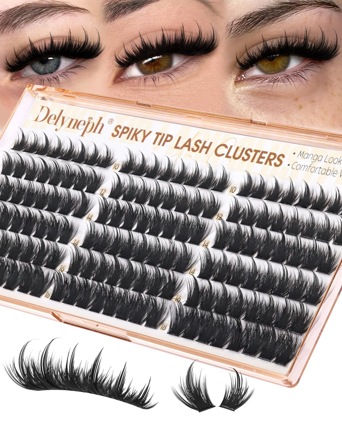 Manga Lash Clusters with Spikes Anime Eyelash Clusters Spiky Wet Cluster Eyelash Extensions Wispy Lashes Clusters Soft Thin Band Individual Lashes Clusters by Delyneph
