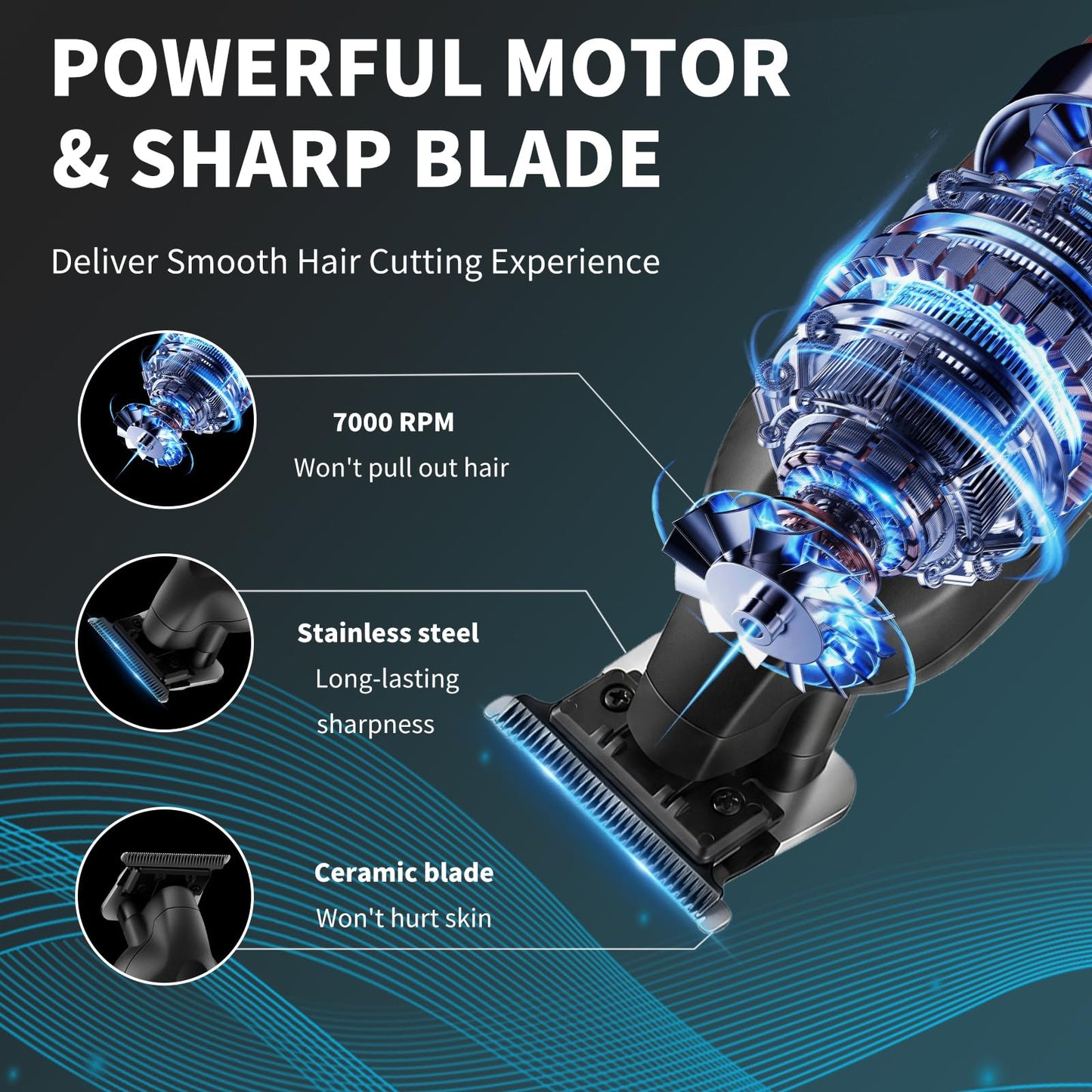 KEMEI Hair/Beard Trimmer for Men, Cordless Professional Hair Clippers for Hair Cutting with LED Display, T-Blade Barber Clippers with Charging Base, KM-PG2499 Black