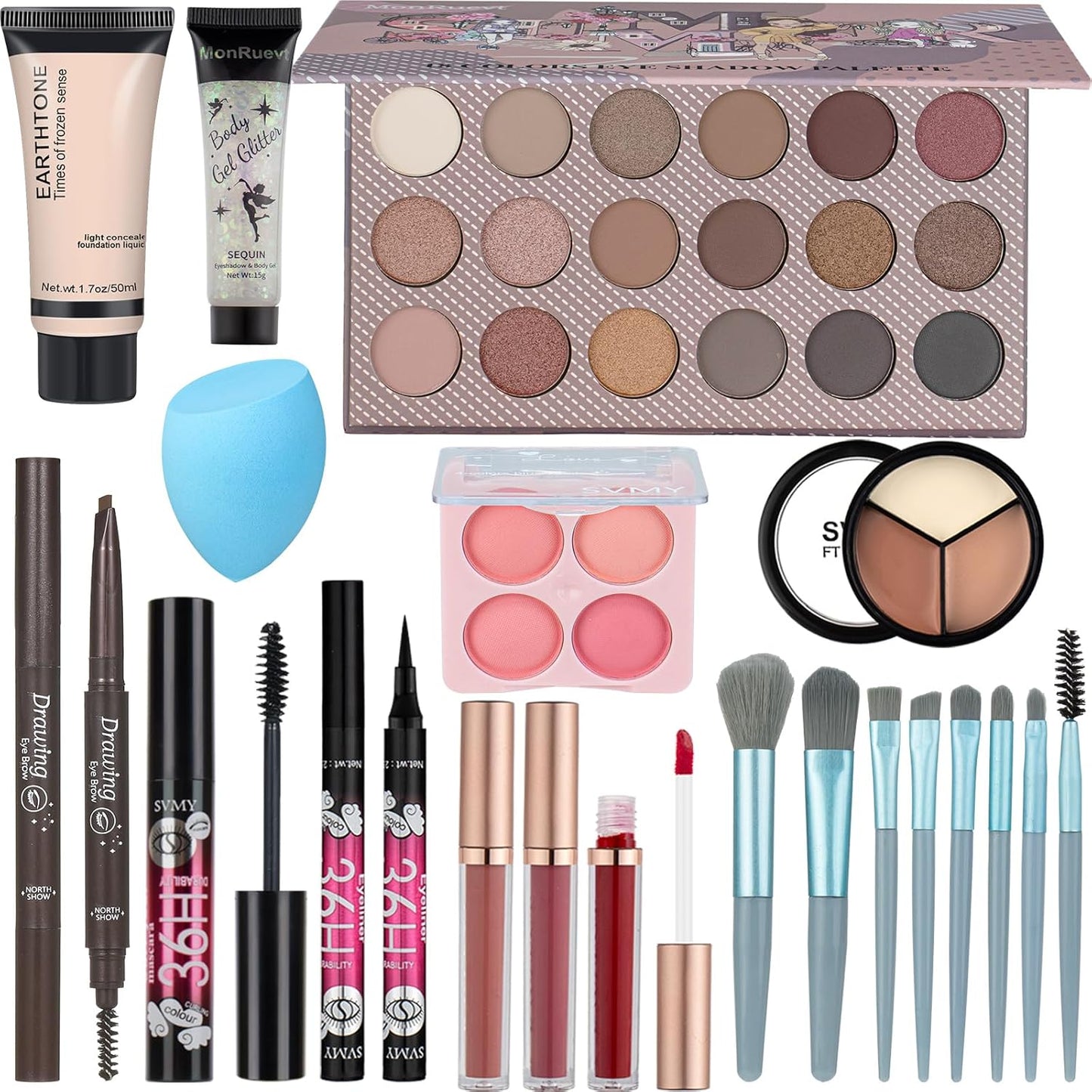All-in-One Makeup Set for Women & Teens | Complete Makeup Kit with Blue Case