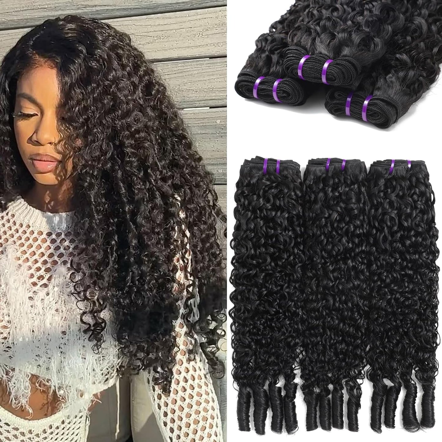 Burmese Curly Hair Bundles - 100% Unprocessed Virgin Remy Hair | 20, 22, 24 Inch Natural Color Extensions for Women