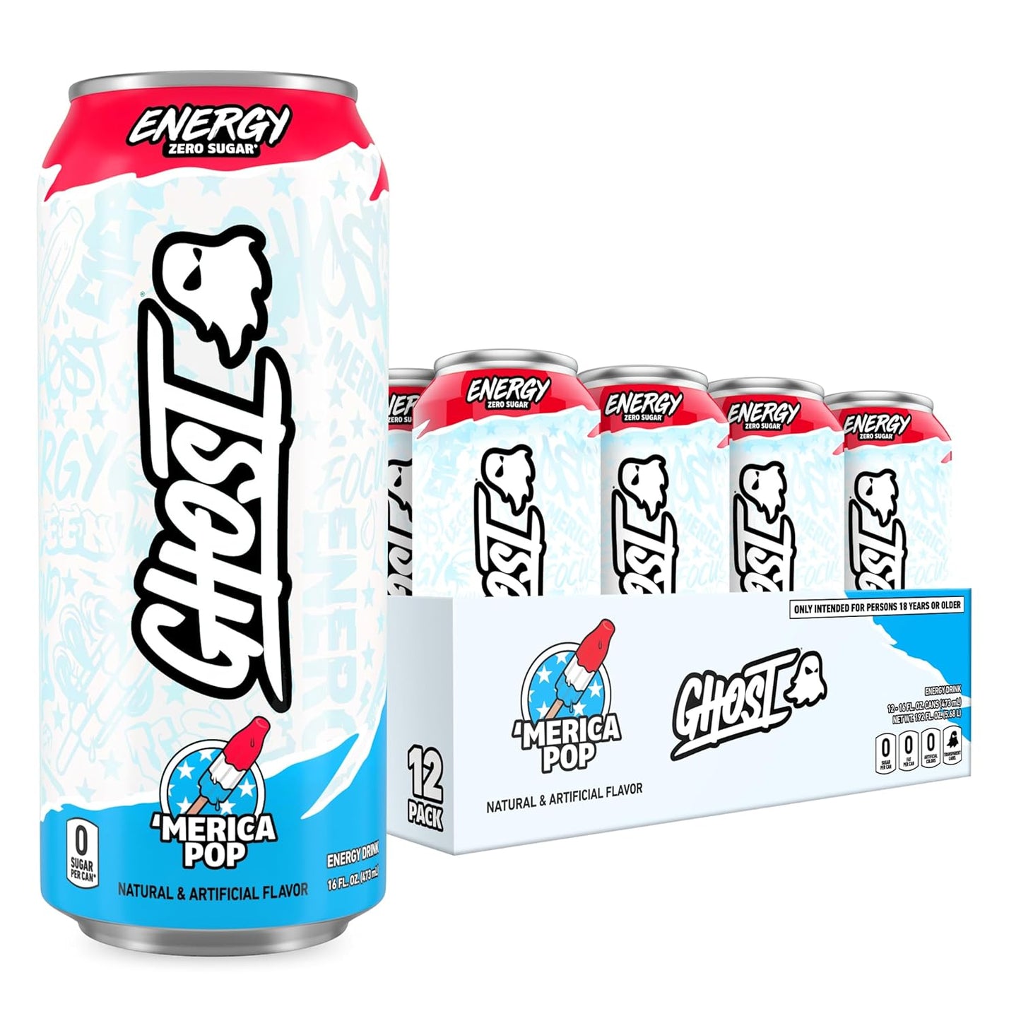 GHOST Energy Drink - 12-Pack Welch's Grape 16oz Cans | Natural Caffeine, Vegan & Gluten-Free Energy Boost