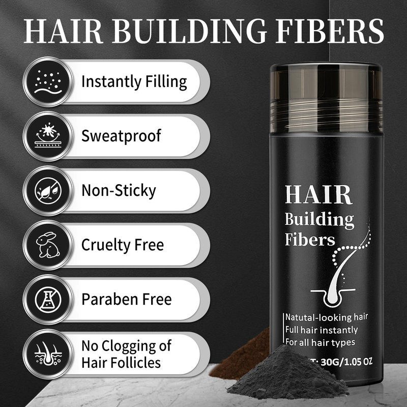 AWCCXMYM Hair Building Fibers for Thinning Instant Coverage Hair Fibers for Women & Men Natural Texture Undetectable Hair Fiber for Thickener and Fuller Look 30g #Dark Brown
