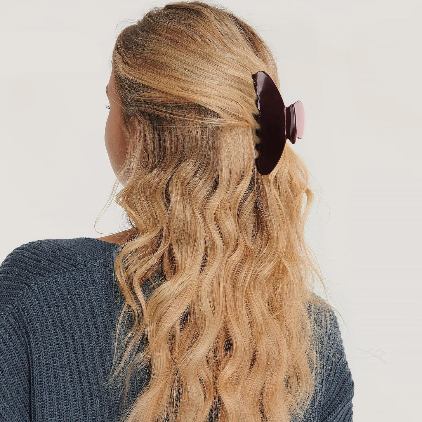 MAORULU Cute Claw Clip for Women – 4.3'' Large Acetate Hair Clips for Thick Thin Curly Long Hair, Durable Hair Clamps Non-slip Jaw Clip, Strong Hold, Stylish French Design (Chocolate)