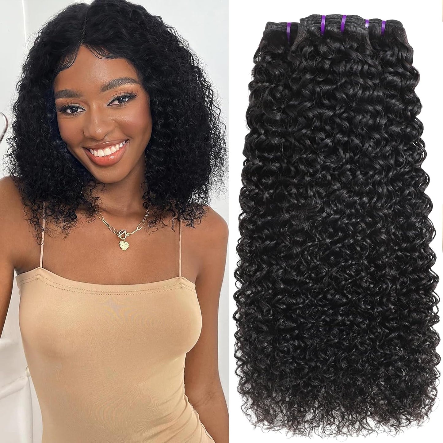 Burmese Curly Hair Bundles - 100% Unprocessed Virgin Remy Hair | 20, 22, 24 Inch Natural Color Extensions for Women