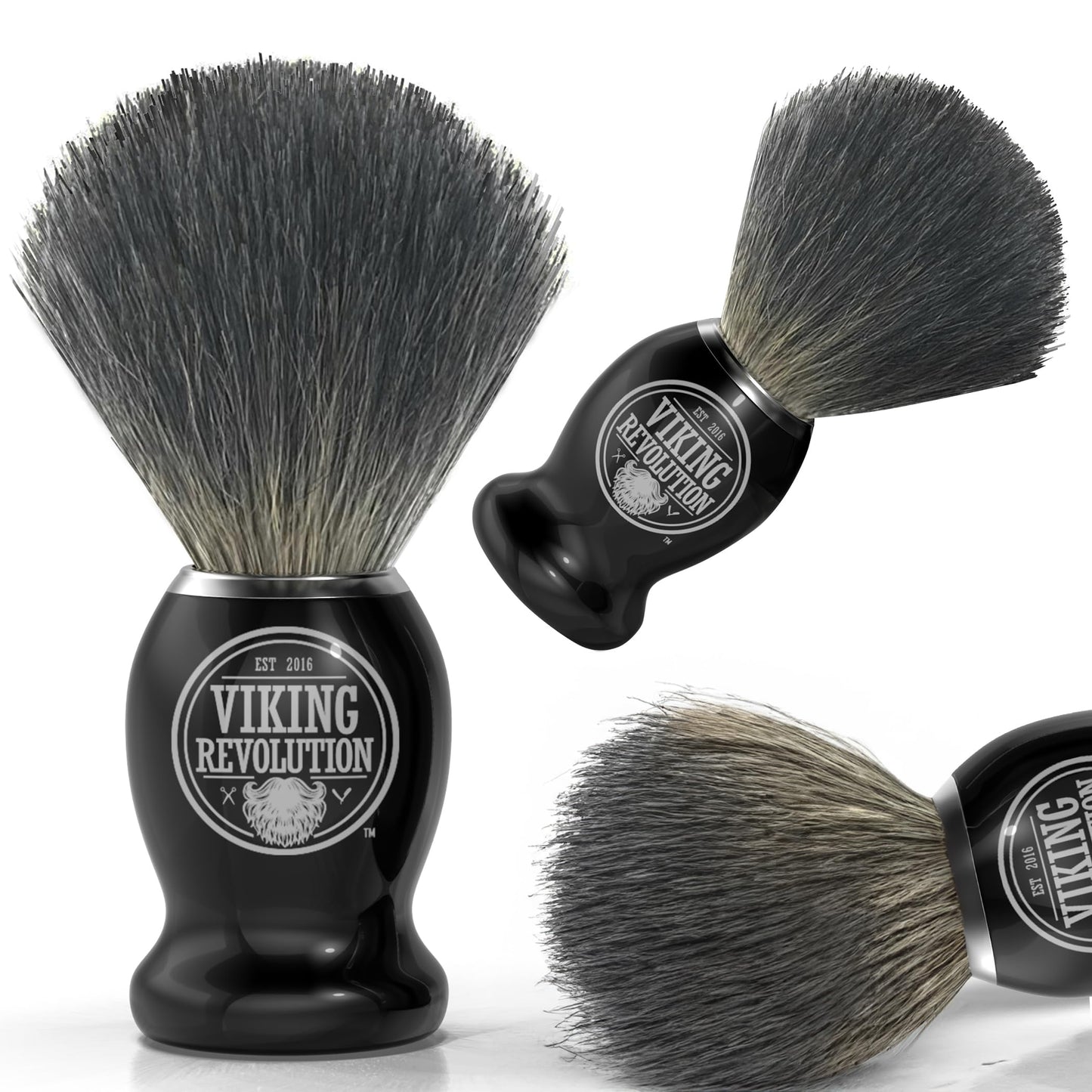 Viking Revolution Badger Hair Shaving Brush- Shave Brush for Wet Shave Using Shaving Cream & Soap- Best Shave of Your Life for Safety Razor, Double Edge Razor, Straight Razor or Shaving Razor