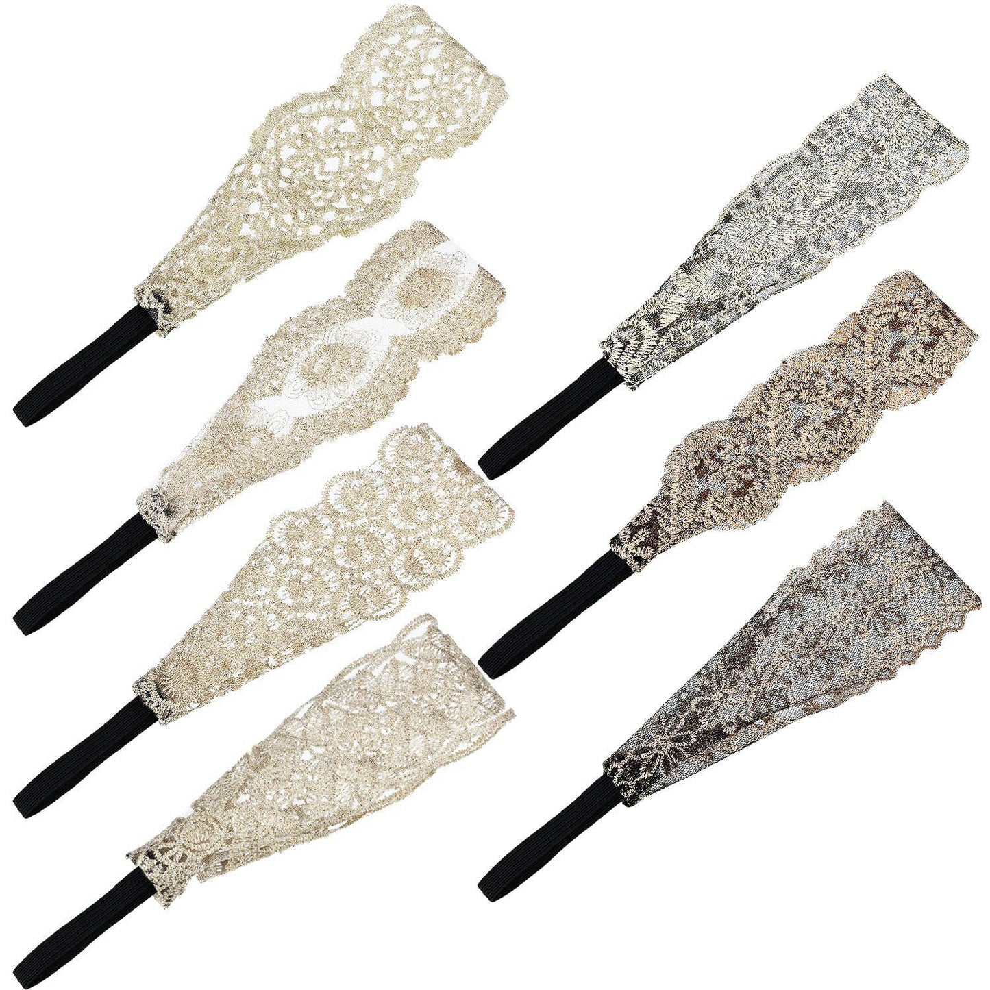 Gejoy 7 Pieces Lace Headbands Women Girls Stretch Headband Halloween Elegant Wide Headwrap Hair Turban Accessories