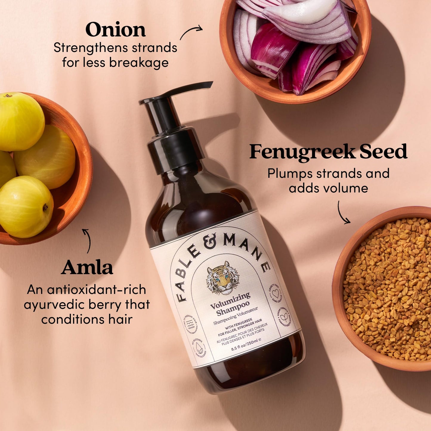 Fable & Mane Volumizing Shampoo, adds Weightless Volume from Root to Ends. Cleanses and Shine-Boosting with Alma For Thinning, Fine or Medium Hair Types