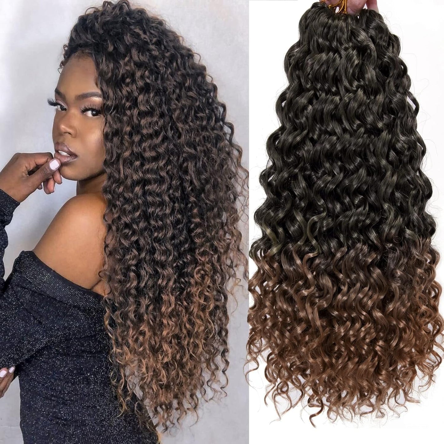 Water Wave Crochet Hair Extensions - Blonde Synthetic Bohemian Braids | 14 Inch Deep Wave (27#)