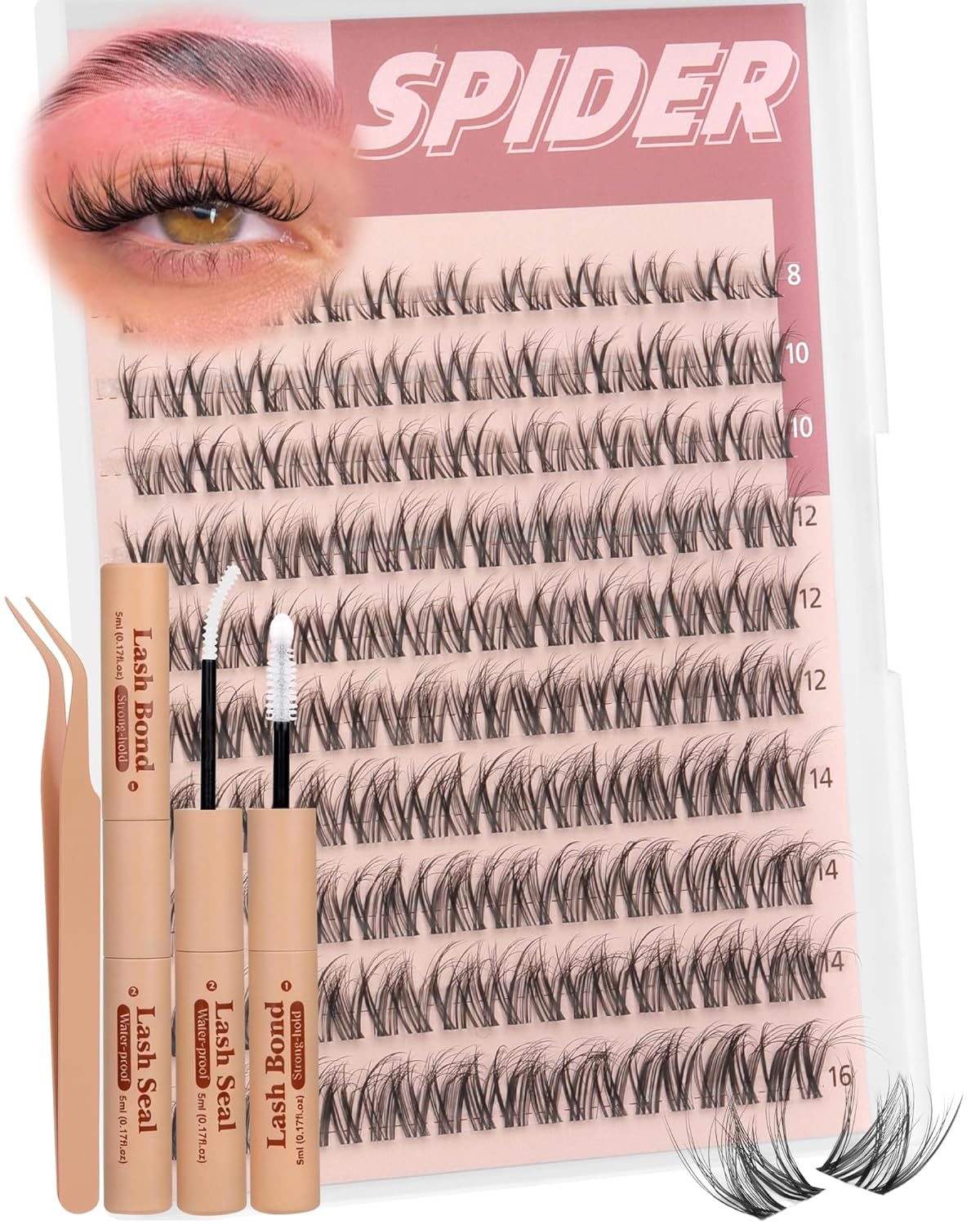 Spider Lash Clusters - Wispy Fluffy Eyelash Extensions for Natural Look | Clear Band Individual Lashes