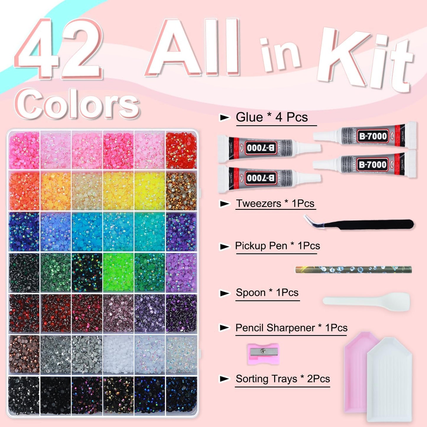 Rhinestones for Bedazzling - 40,000 Pcs 3mm Multicolor Flatback Gems & Tools | DIY Crafts Kit