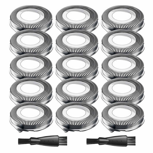 SH30 Replacement Heads Compatible with Norelco Replacement Heads, 15PCS Philips Norelco Shaver 2400 Series Replacement Blades for Shaver 3900 X3001/90 S3341/92, 2 Cleaning Brush