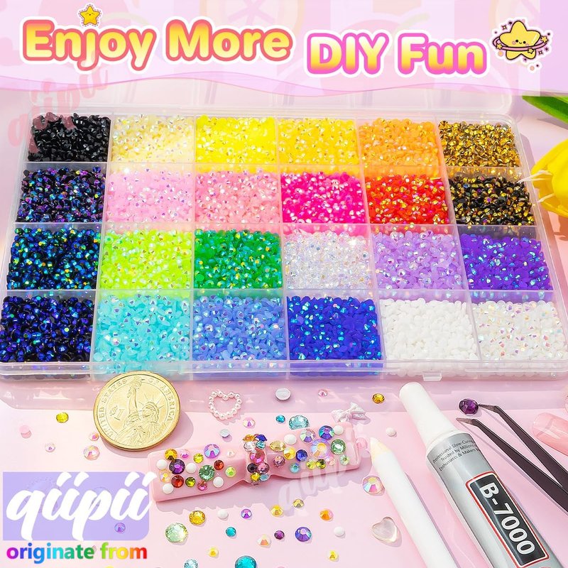 24 Color 13800pcs 3mm Jelly Resin Rhinestones - Colorful AB Gems for Nail Art, Makeup, DIY Crafts & More
