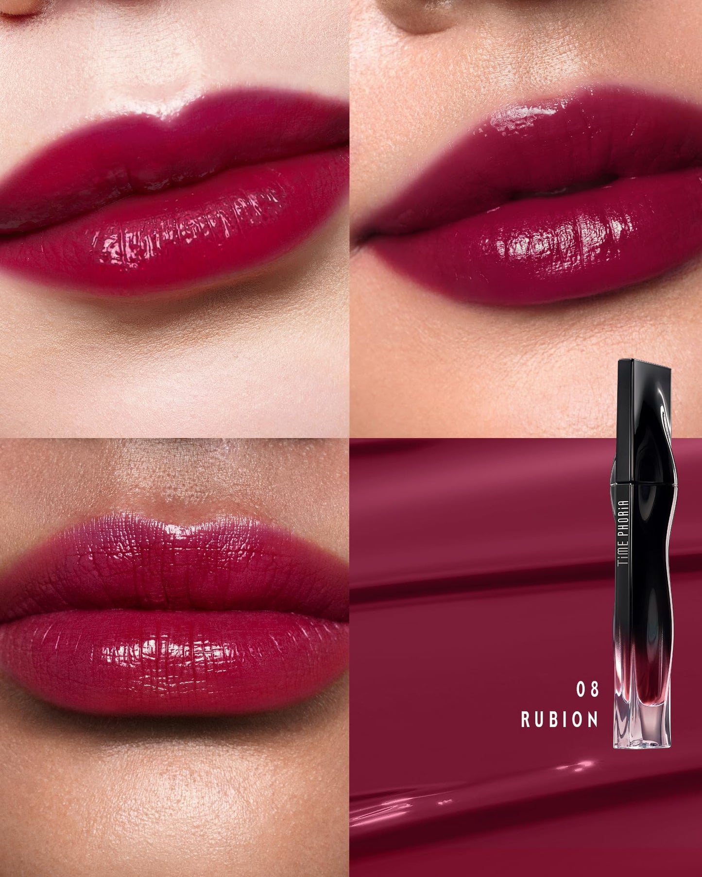TIMEPHORIA Stellar Dust Lip Stain 08 Rubion, Transfer-Proof &Smudge-Proof Lip Gloss, Ruby Purple Red Tinted Glossy Finish, High-Pigment Vibrant, Hydrating Lightweight Long-Lasting Lip Makeup for Women