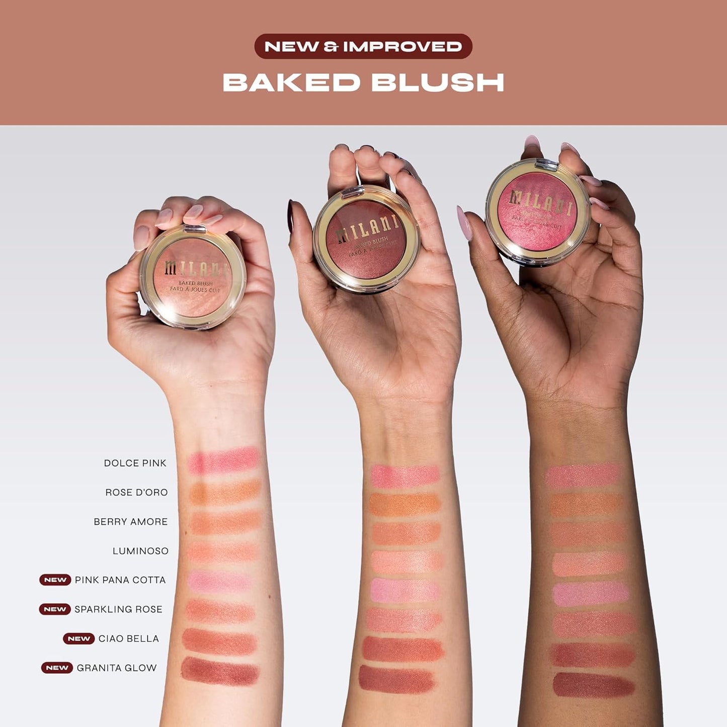 Milani Baked Blush - Cruelty-Free Powder Blush for Cheeks | Shape, Contour & Highlight - Dolce Pink