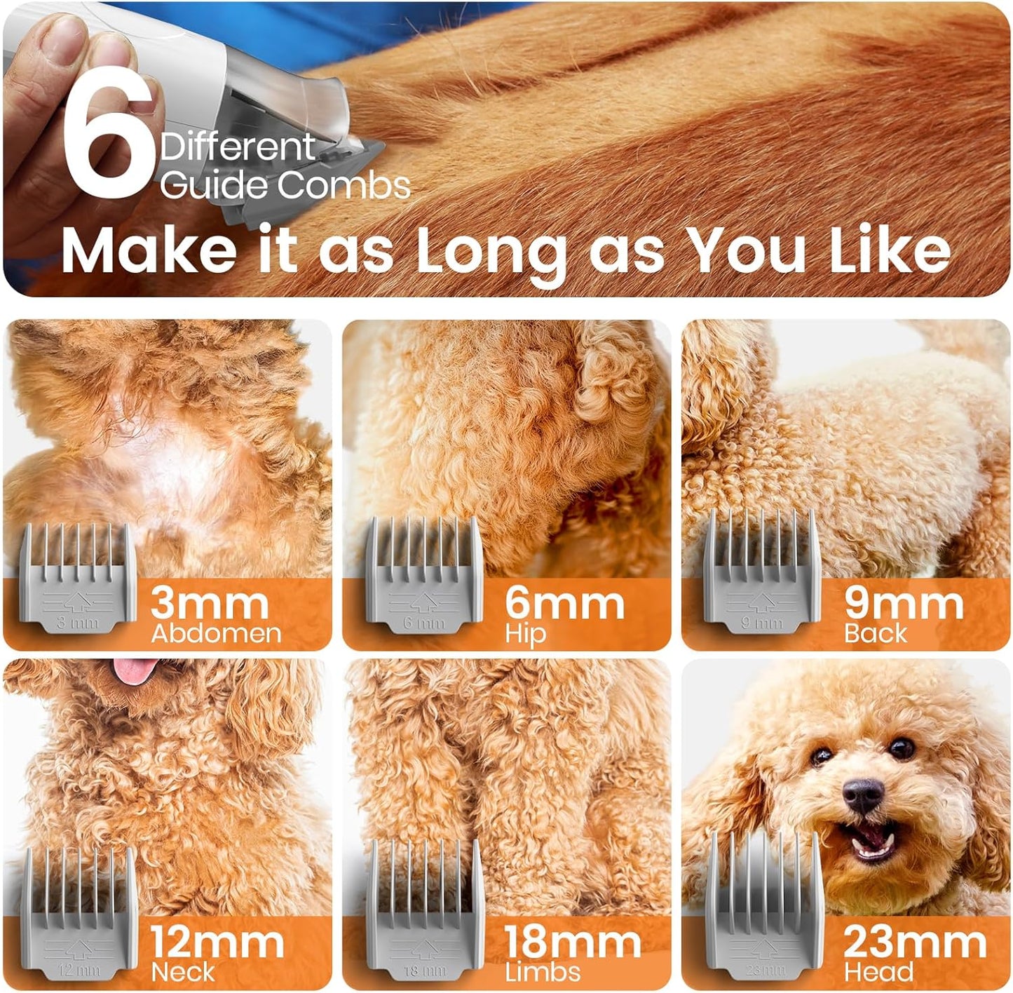 Dog Grooming Vacuum - Pet Grooming Tool with Clipper & Nail Grinder | 1.5L Dust Cup & 7 Grooming Tools (Blue)
