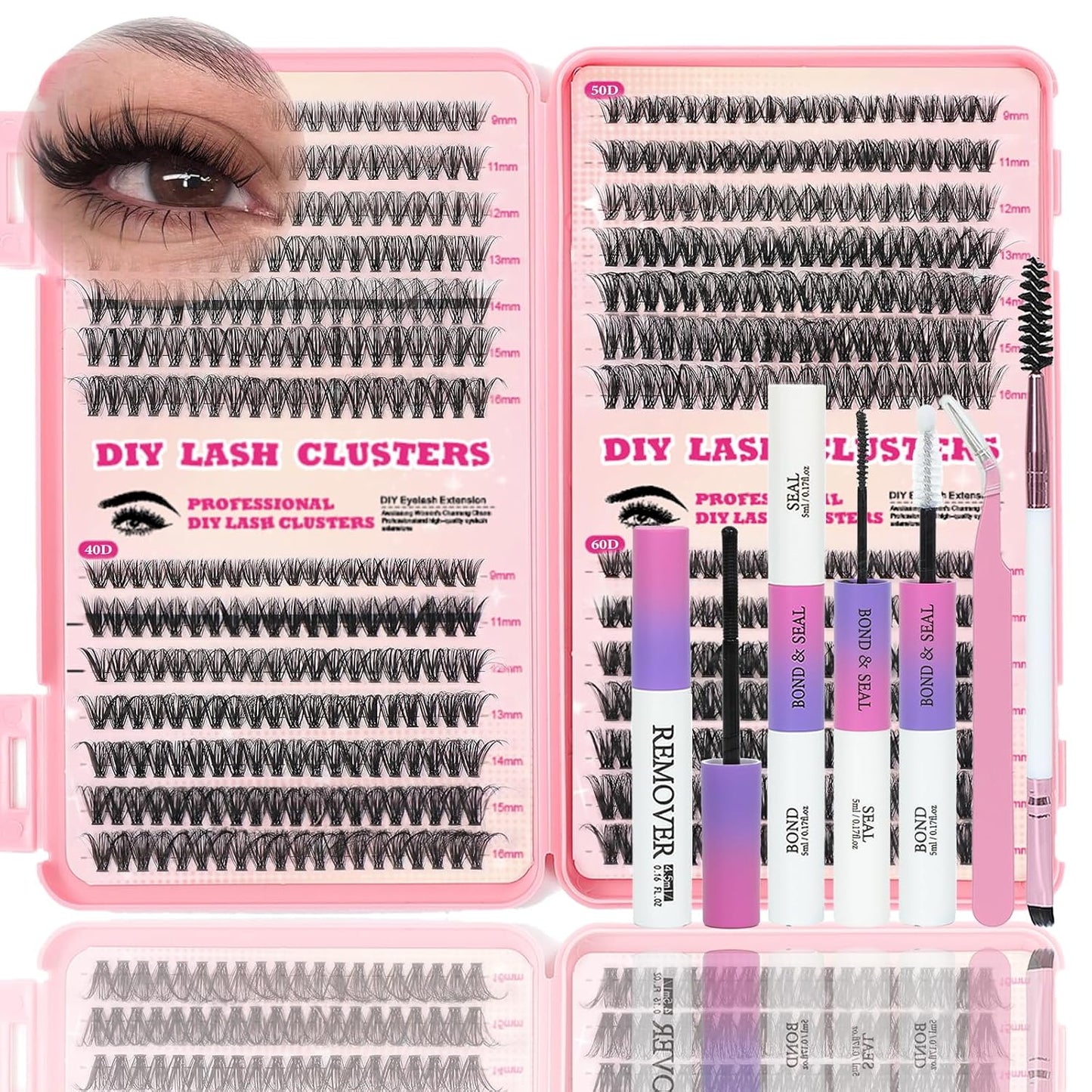 Eyelash Clusters Kit - 560 Pcs Fluffy D Curl Individual Lash Extensions | 9-16mm Length