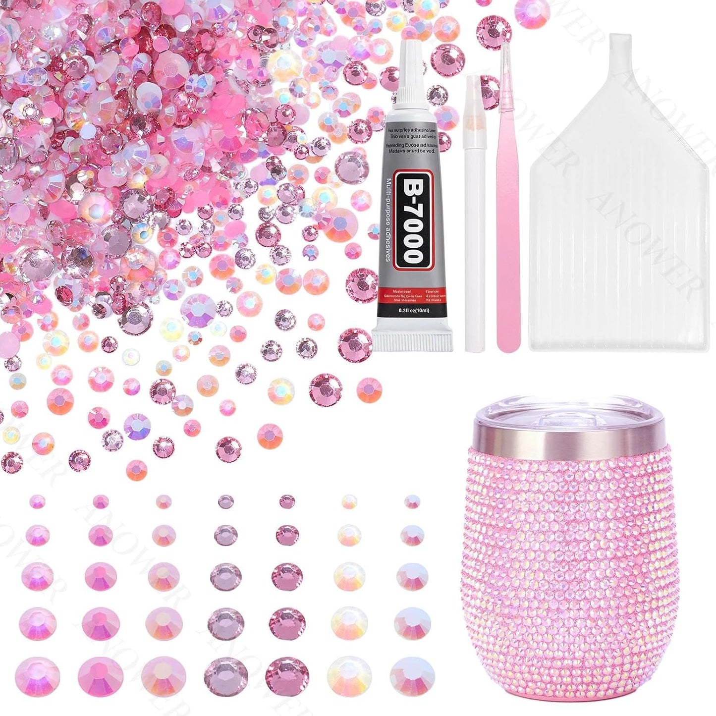 Mixed Light Color Resin Flatback Rhinestones - 16,000 Pcs for Crafting & DIY Projects | 2-6mm Gems for Makeup & Tumblers