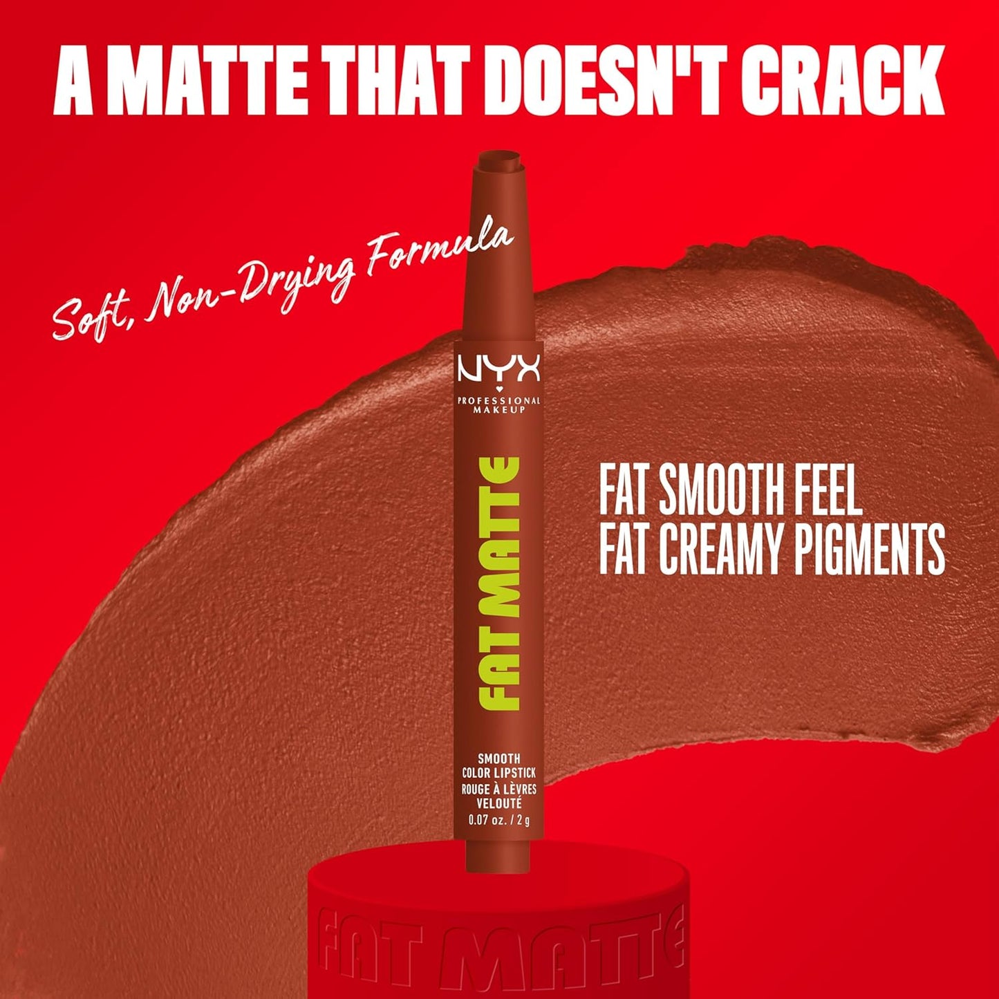 NYX Fat Matte Lipstick | Pigmented Non-Drying Lip Crayon for Long-Lasting Color - Beary Nude (Warm Brown)