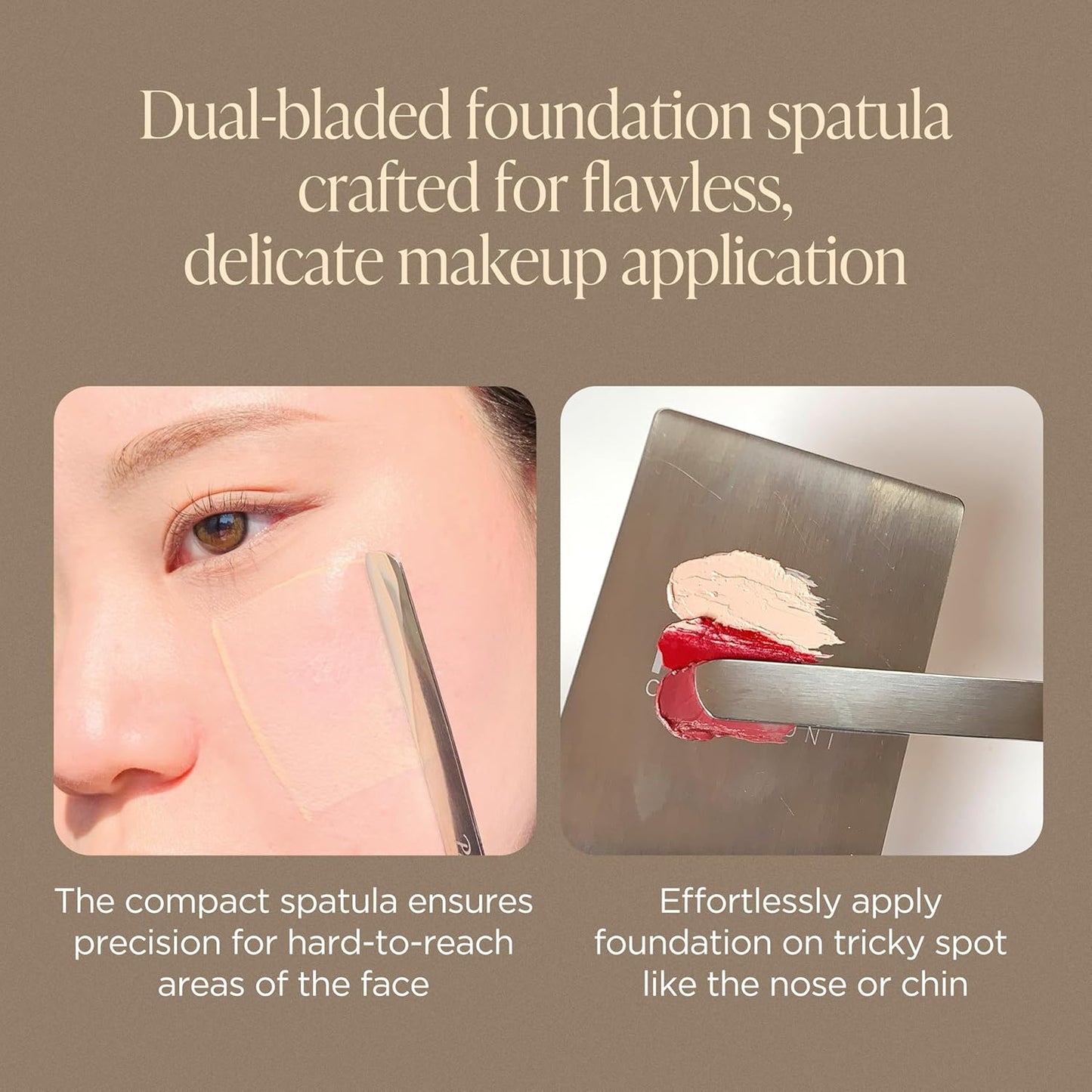 Professional Makeup Spatula - Stainless Steel Foundation Applicator for Flawless Finish | K-Beauty Tool with Leather Case