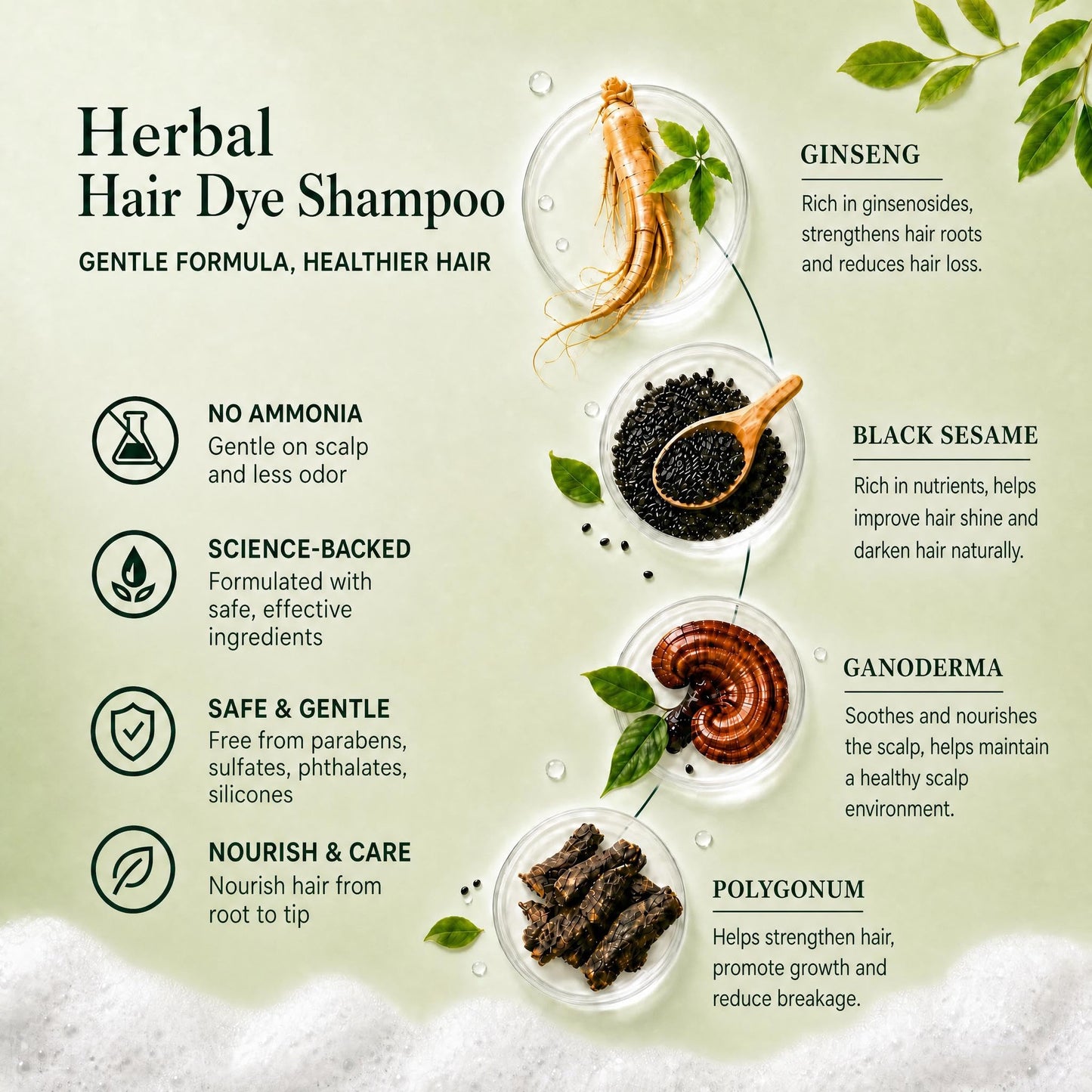 Natural Hair Color Shampoo for Gray Coverage, Instant Red Hair Dye Shampoo 3 in 1, Shampoo Hair Dye Works in Minutes, Red Hair Shampoo, Shampoo Para Canas for Women and Men
