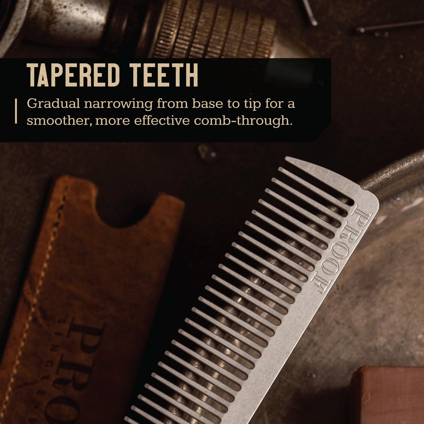 Proof Aluminum Metal Comb - CNC-Machined 6061 Aluminum Metal Hair Comb with Montana-Sewn Leather Case, Rust-Proof, Dent-Resistant, Durable & Travel-Ready Pocket Grooming Tool - Made in USA