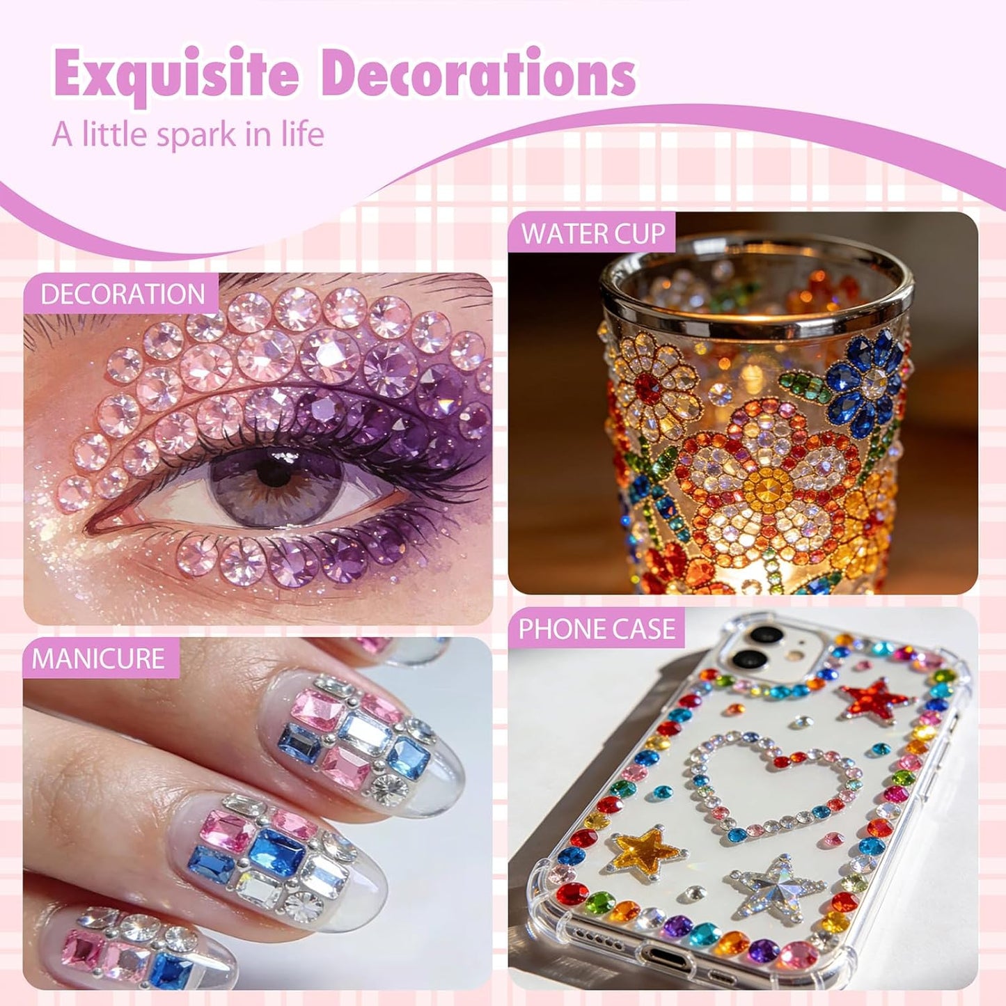 Flatback Rhinestones Bedazzling Kit - 40 Colors, 40000 Pcs with 3 Bottles B7000 Glue for Crafts | Jewelry, Clothes, Nails