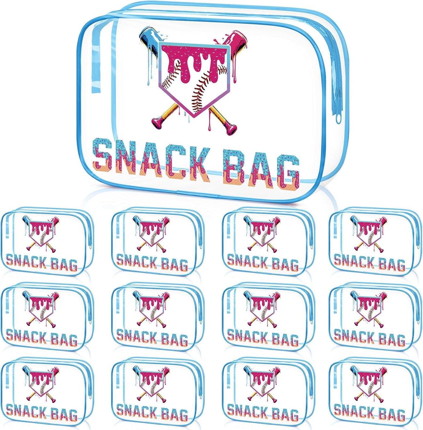 Softball Party Favors - 12 Pink Bow Snack Bags for Girls | Goodie Bags for Birthdays & Back to School, 7.09 x 4.72 x 2.36 Inch