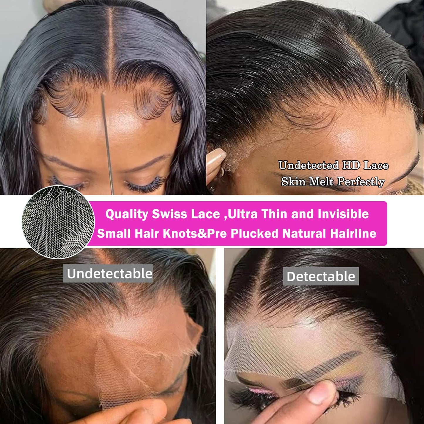 IUPin 250% Density 13x6 HD Lace Front Wigs Human Hair 28 Inch Body Wave Lace Frontal Wigs for Black Women HD Transparent Lace Wear and Go Glueless Wigs Human Hair Pre Plucked with Baby Hair