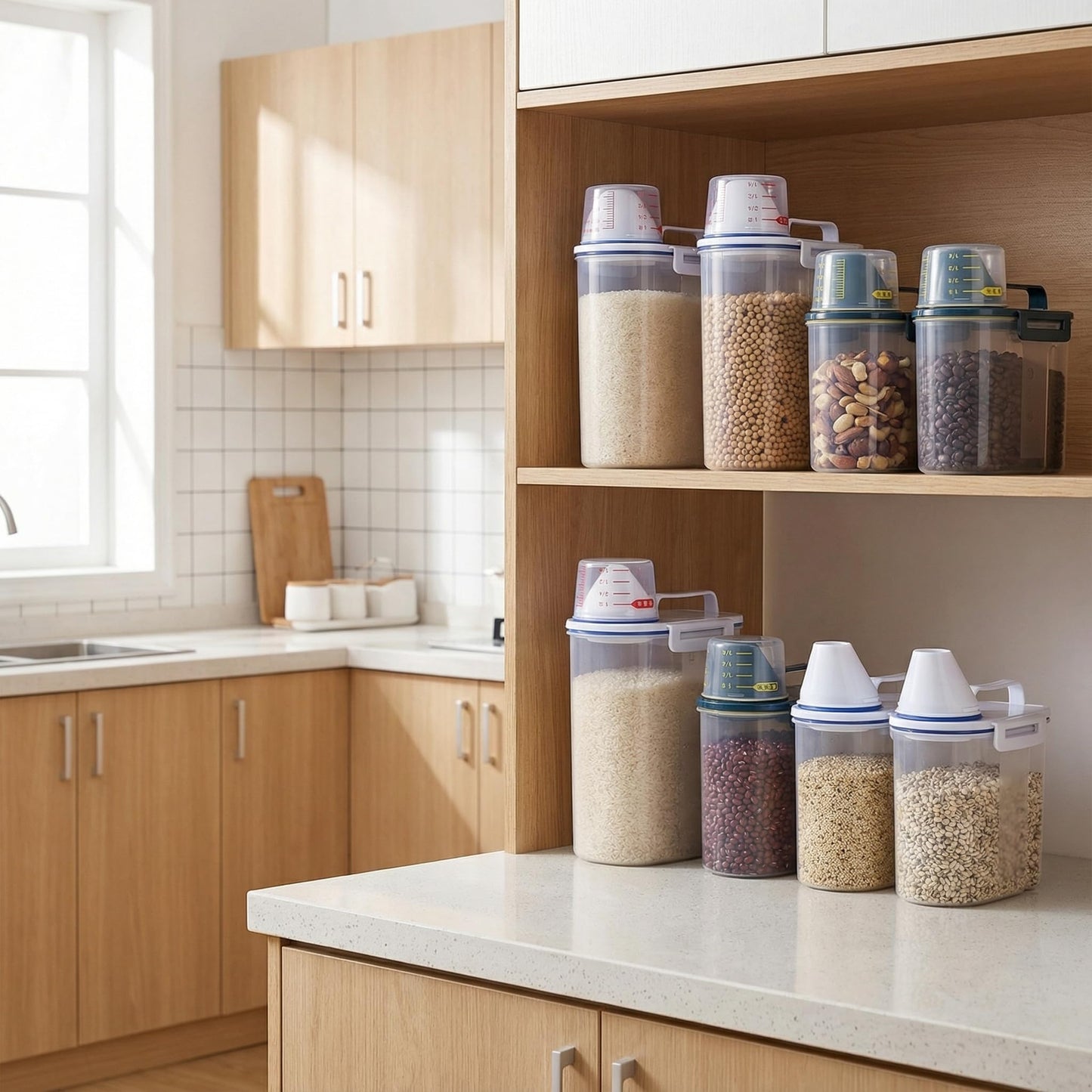 Airtight Food Storage Containers with Locking Lids,4.4 Lbs Dry Food Airtight Container for Kitchen Pantry Organization - BPA-Free Clear Plastic Bin for Rice, Grain, Oatmeal, Pasta, Flour, Pet Food