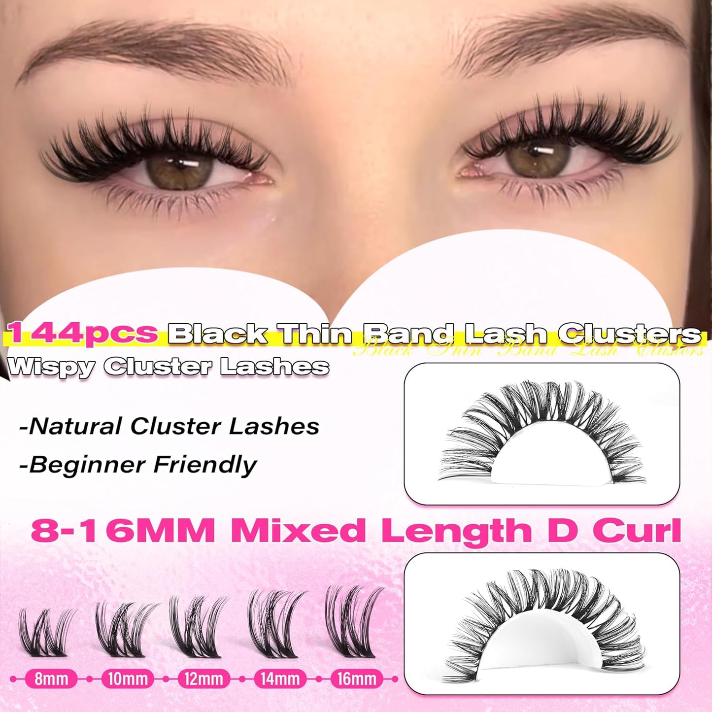 Flora Lash Clusters - Wispy D Curly Eyelash Extensions | Spiky Cat Eye Individual Lashes (8-16MM)