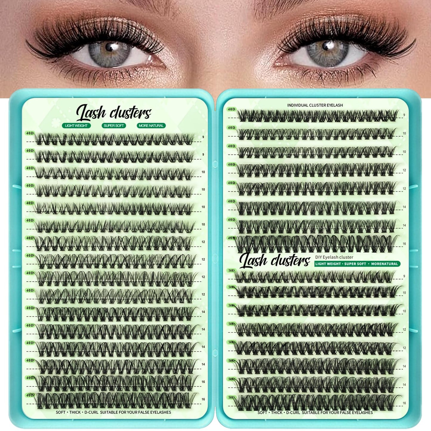 Wispy Lash Clusters, Individual Cluster Lashes 40D 50D, DIY Cluster Eyelash Extensions for Natural Wispy Look, Soft Lightweight Individual Lash Clusters for At-Home Lash Extension
